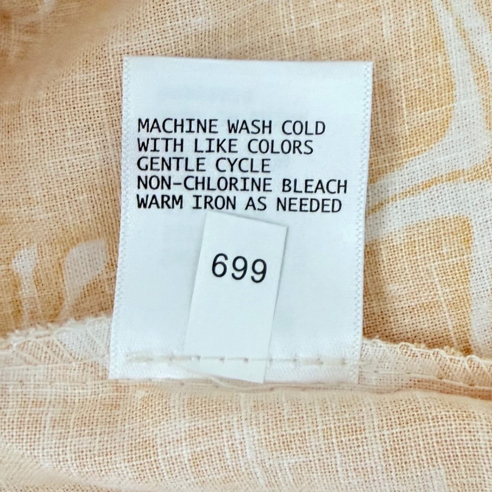 C&C California Linen Bld Tropical Tie Front Blouse Puff Sleeve Yellow Small NWT - Picture 11 of 11